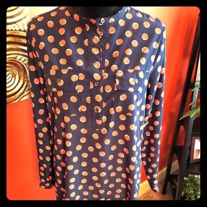Silky Orange and Navy Polka Dot Tunic